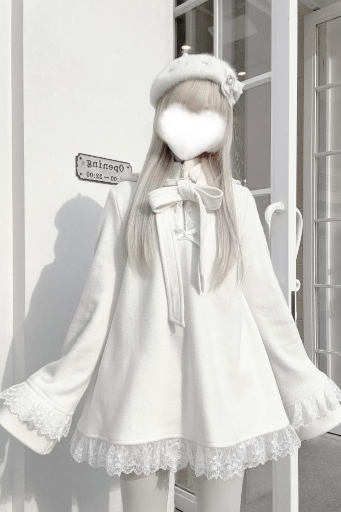Flared Lace Top + Bunny Ear Hat