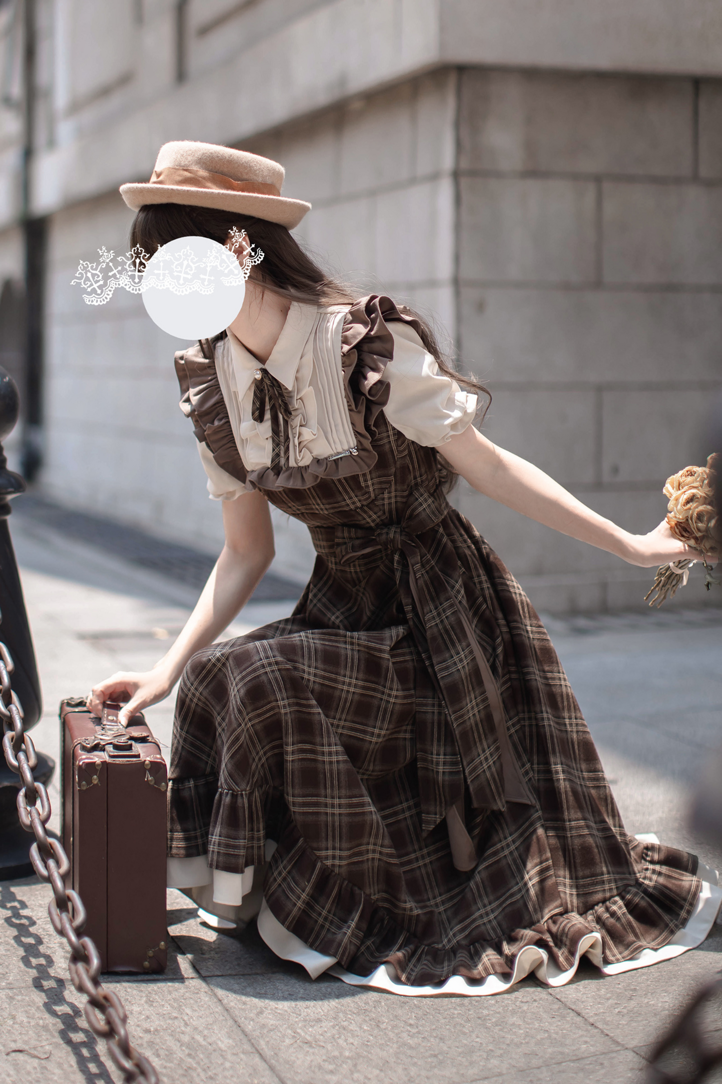 Retro Plaid Flared Dress + Ribbon Tie