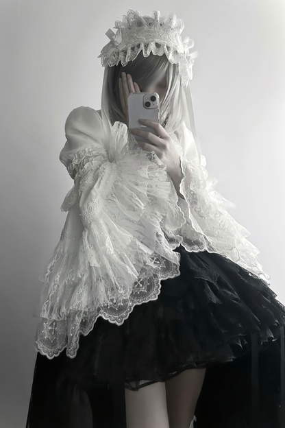 [pre-order Deadline: March 18] Dark Gothic Lolita Skirt + Shirt + Headband + Hat + Sleeve