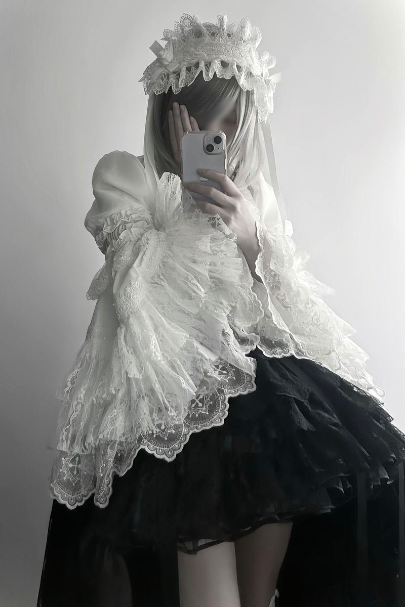 [pre-order Deadline: March 18] Dark Gothic Lolita Skirt + Shirt + Headband + Hat + Sleeve