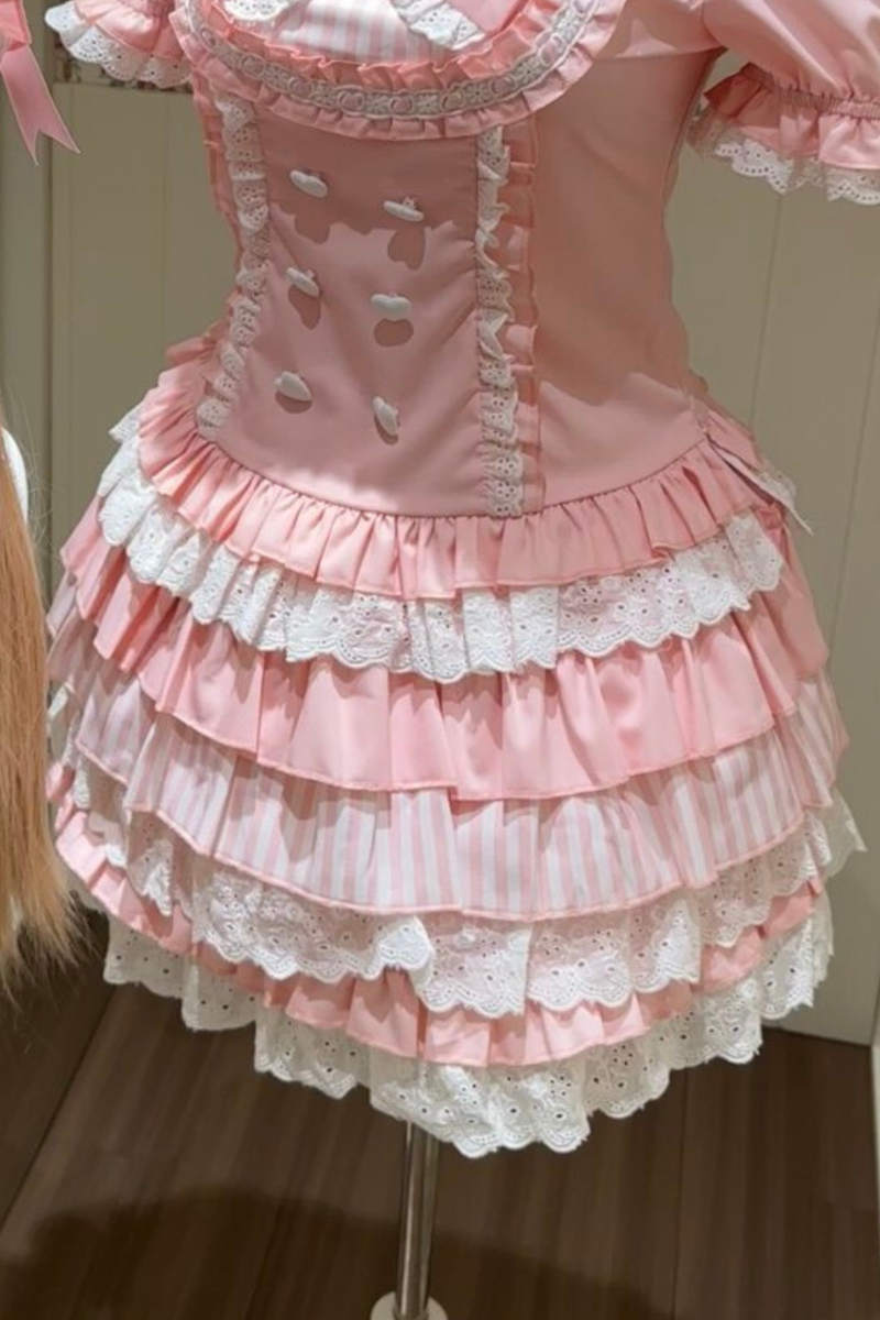 Pink Princess Tiered Tops + Skirt + Sleeves + Headband