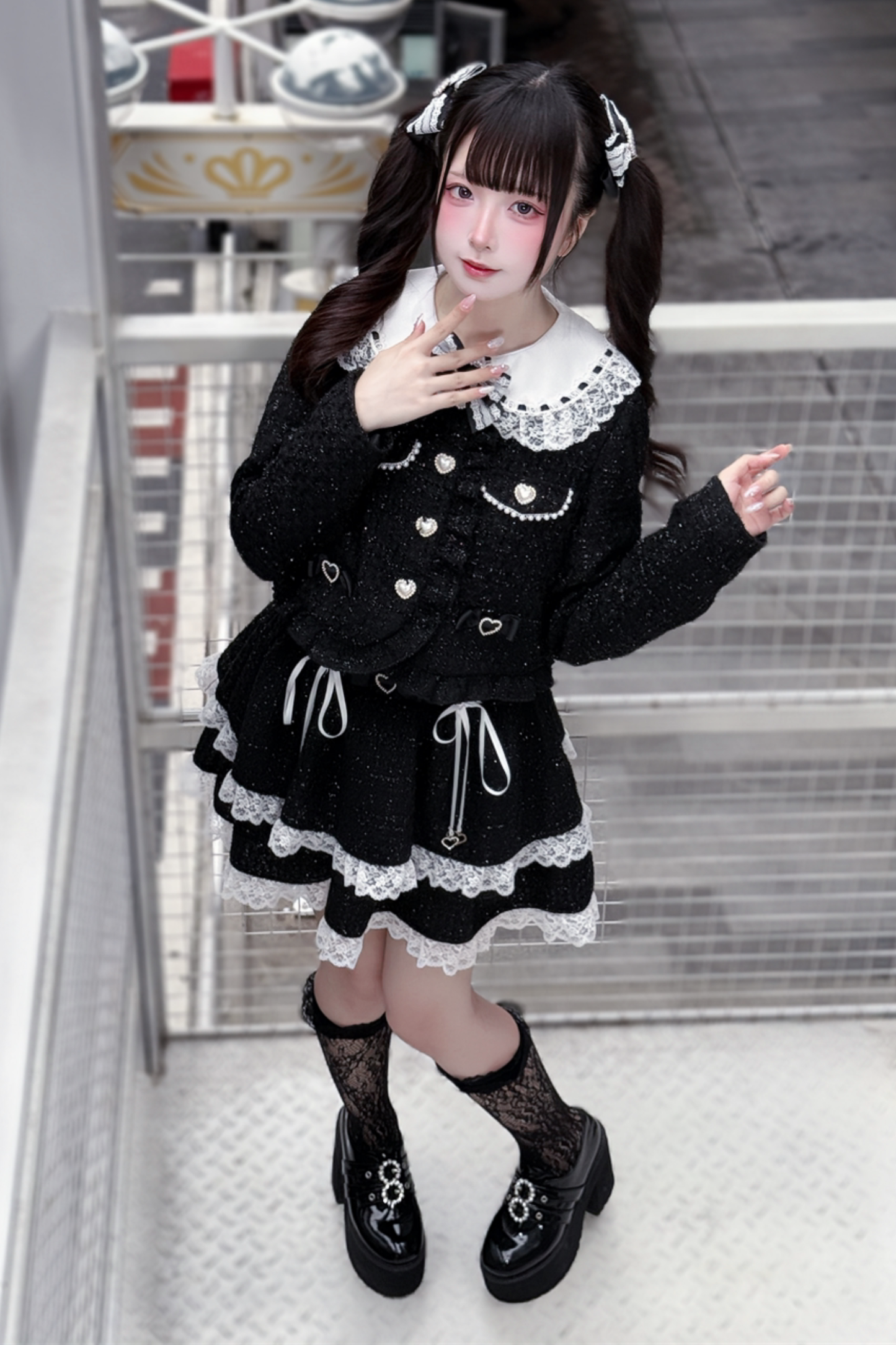 Dark Sweet Tweed Jacket + Shirt + Skirt + Clip