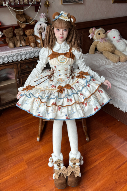 Seaside Bear Tea Party Lolita Dress + Cape