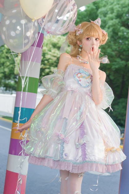 Candy Pop Balloon Lolita Jumperskirt + Pearl Necklace