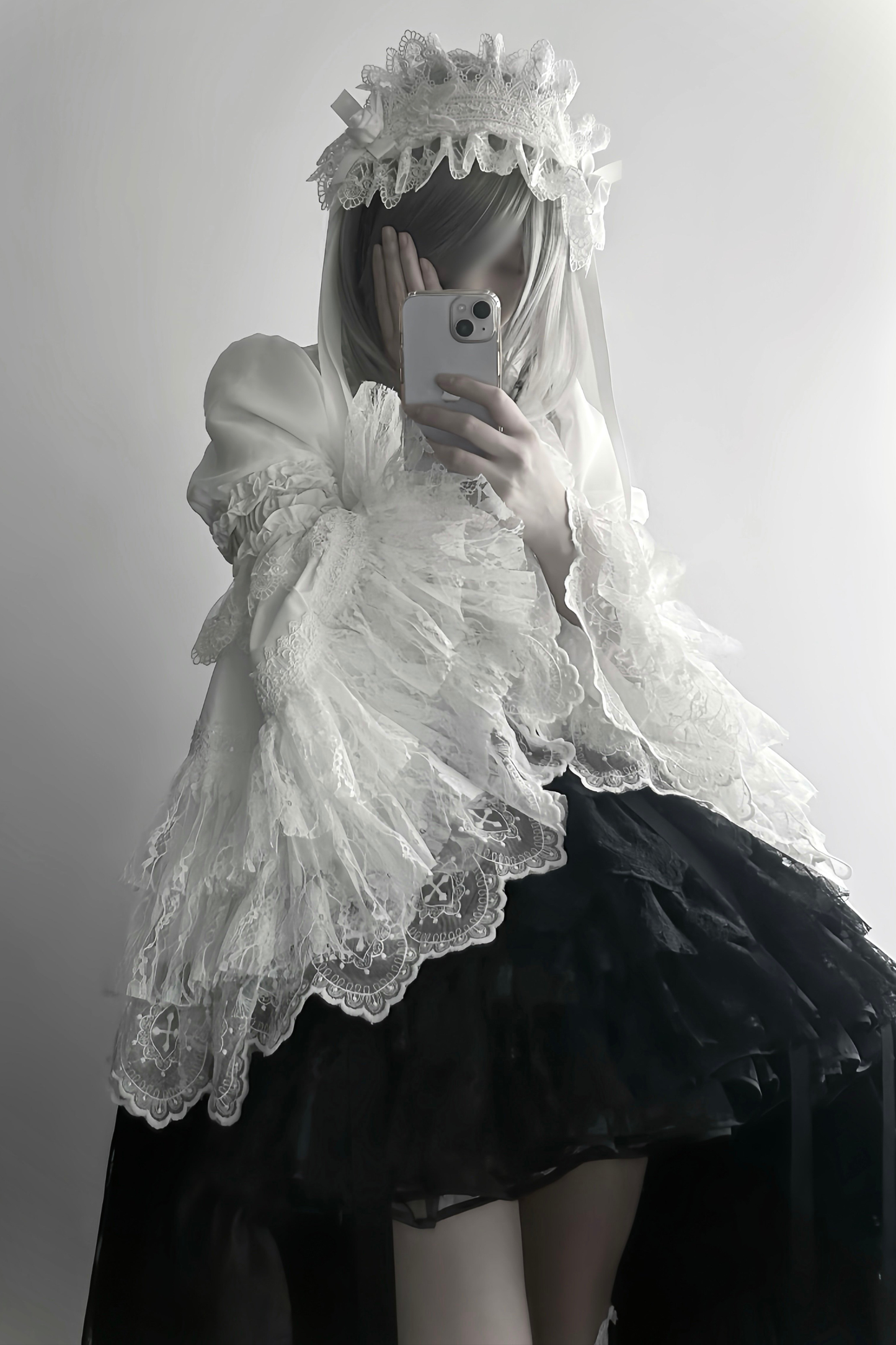 [pre-order Deadline: March 18] Dark Gothic Lolita Skirt + Shirt + Headband + Hat + Sleeve