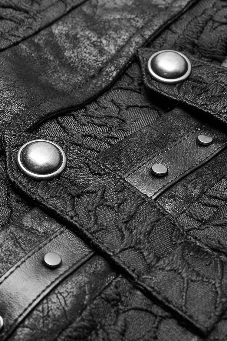 Black Stand Collar Sleeveless Buckle Punk Vest