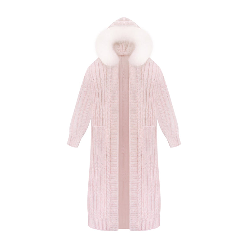 Mist Powder Knit Top + Knit Long Coat + Tiered Skirt
