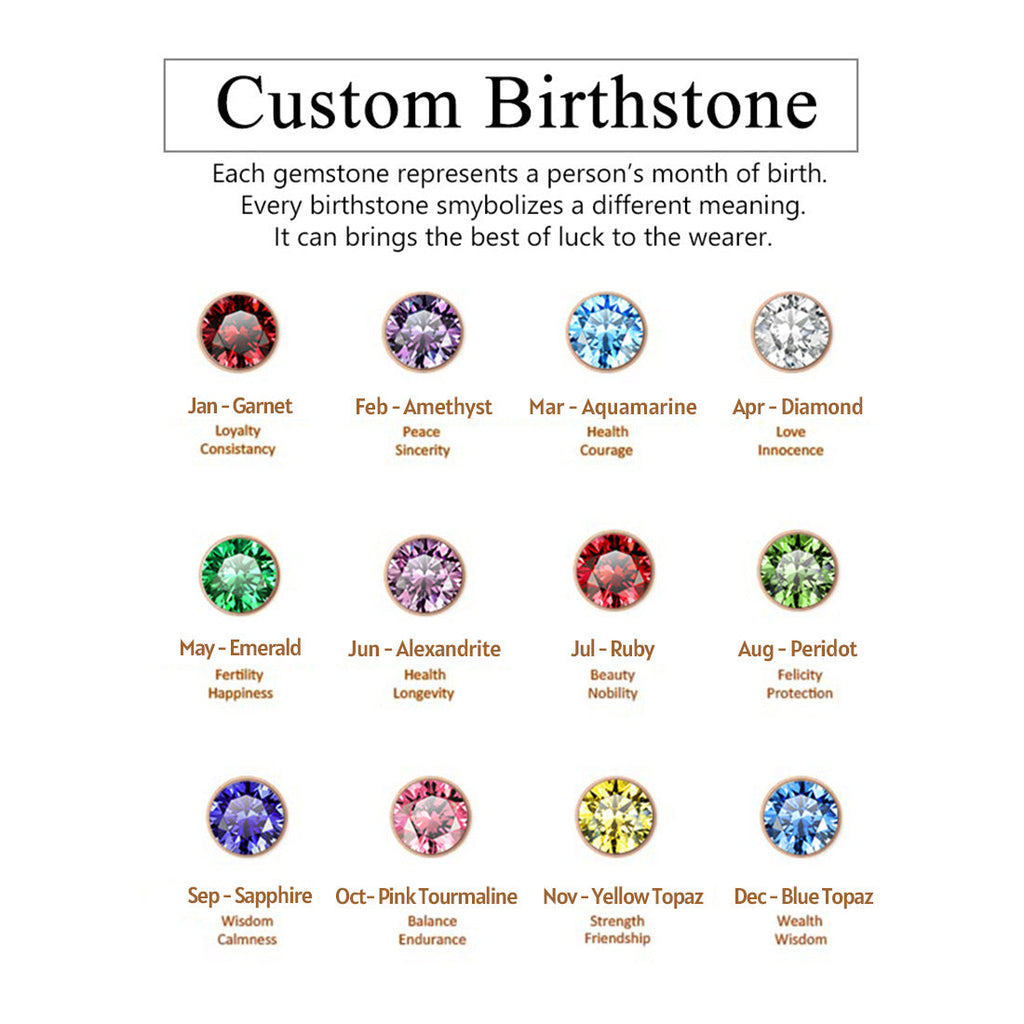 Sterling Silver Birthstone Wedding Band Ring for