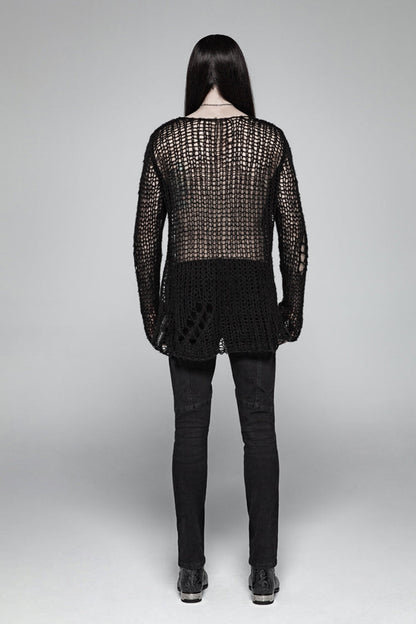 Black Ripped Pullover Steam Punk Sweater