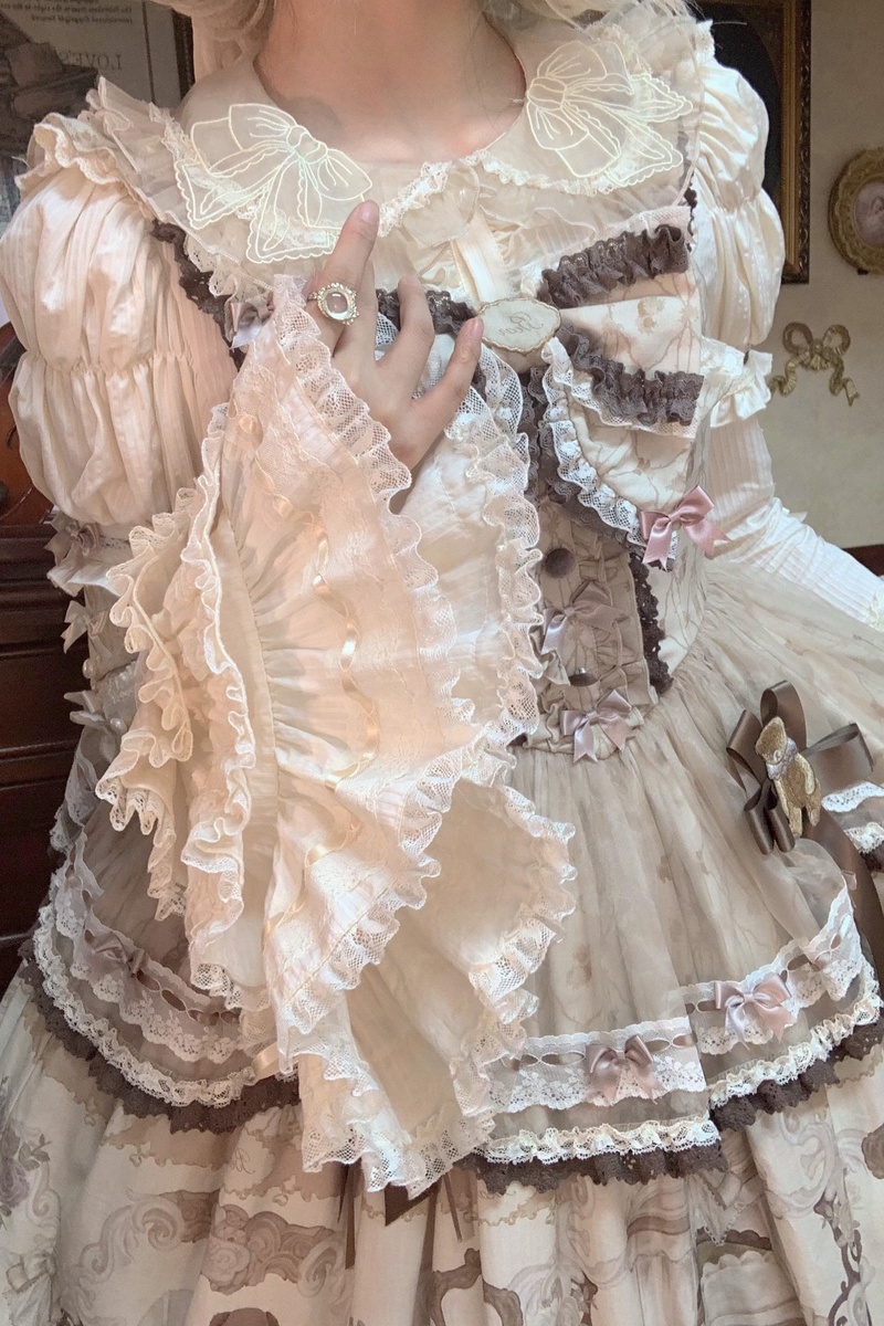 Briana Bear Print Dream Doll Lolita Dress + Jsk + Skirt + Shirt + Petticoat