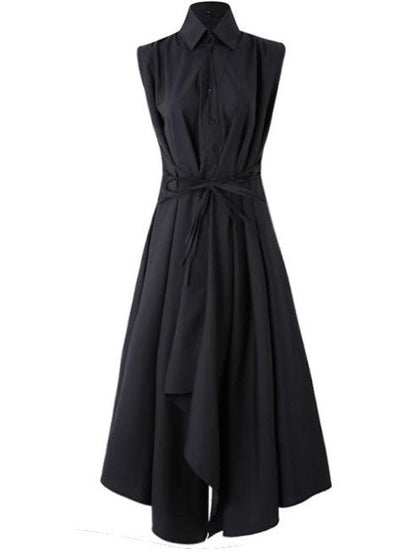 Sleeveless Flare Design Mode Shirt Dress