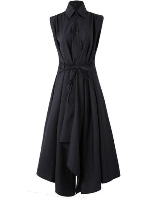 Sleeveless Flare Design Mode Shirt Dress