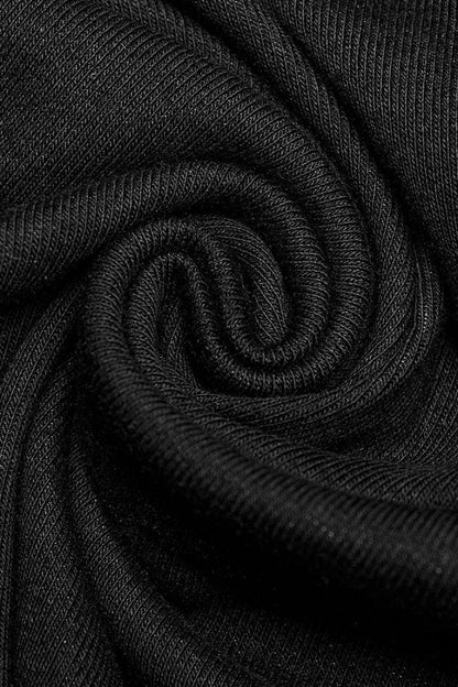 Black Short Sleeves Hollow Stitching Hooded Mesh Steampunk T-shirt