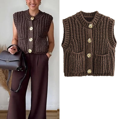 Knitted Vest Brown