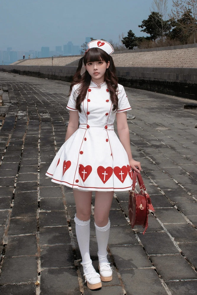 [pre-order Deadline: May 4] Heart Cross Nurse Cosplay Lolita Dress