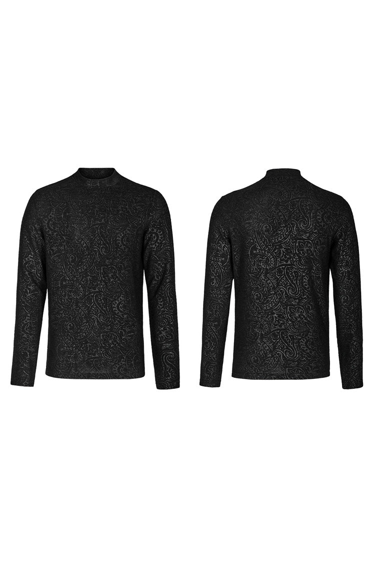 Black Long Sleeves Print Slim Gothic Blouse