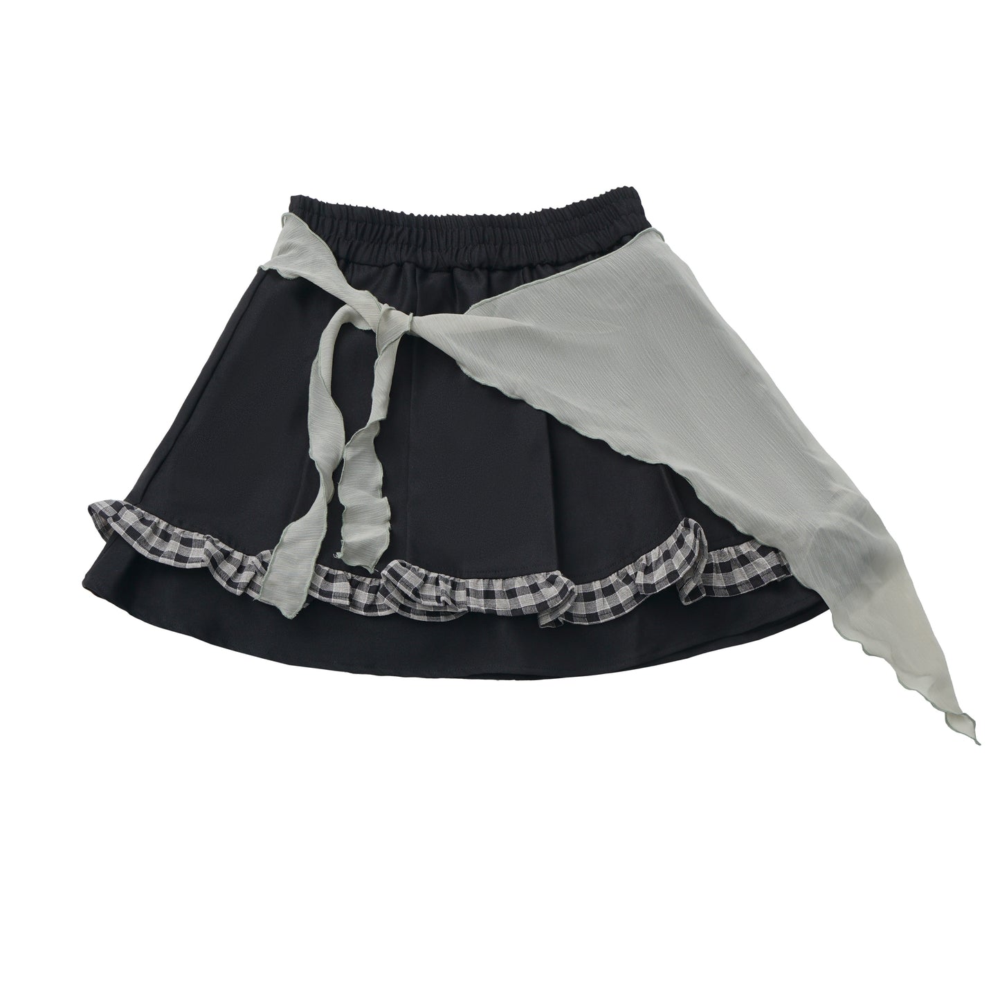 Plaid Ribbon Camisole Two Piece Jacket + Cape Coat + Skirt