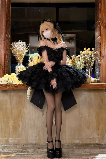[pre-order] Princess Ballet Tiered Lolita Dress + Headband + Necklace + Sleeves + Tail