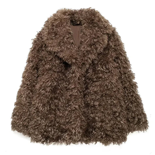 Fluffy Overcoat Brown