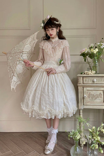 Ivory Tulip Multi-layer Ruffled Classic Lolita Skirt Dress