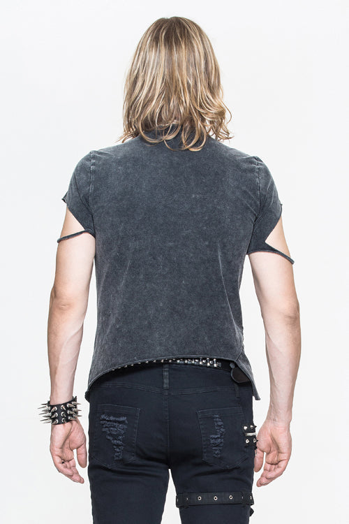 Black Rock Partition Zippered Faded Punk T-shirt