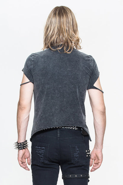 Black Rock Partition Zippered Faded Punk T-shirt