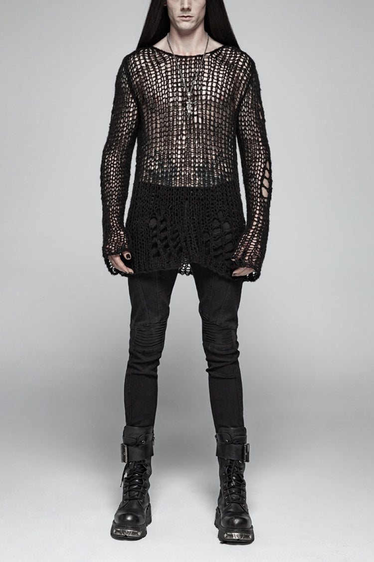 Black Ripped Pullover Steam Punk Sweater