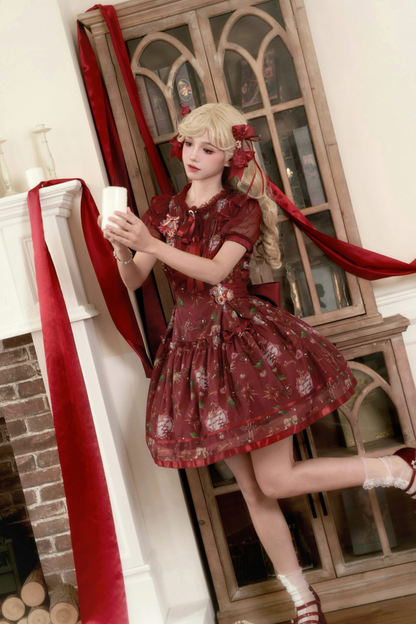 Retro Antique Cherry Sweet Lolita Dress + Jumper Skirt