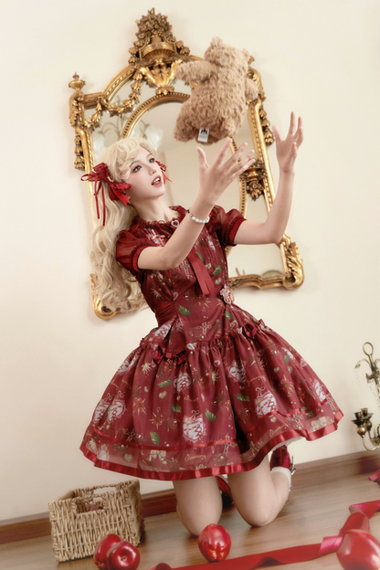 Retro Antique Cherry Sweet Lolita Dress + Jumper Skirt