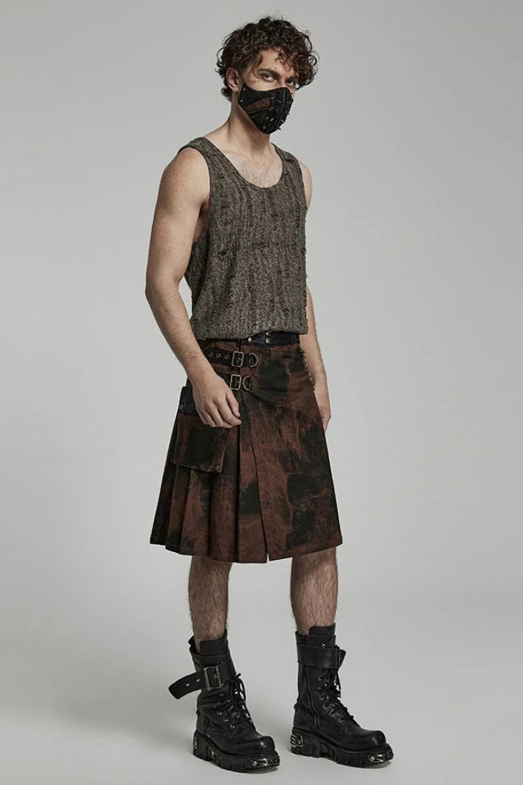 Sleeveless Print Ripped Steampunk Vest 2 Colors