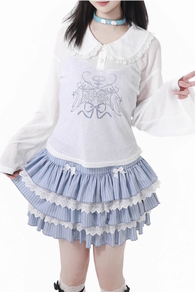 Smock Suspender + Doll Collar Top + Tiered Skirt