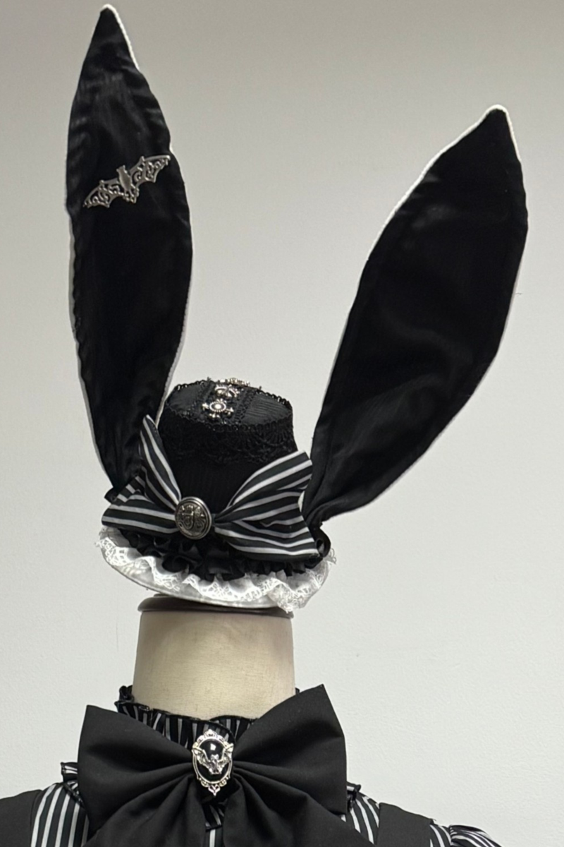[pre-order Deadline: March 20] Rabbit Gothic Vampire Lolita Skirt + Striped Shirt + Hat