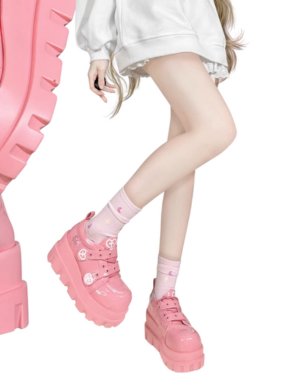 Punk Love Cross Macaron Subculture Platform Shoes