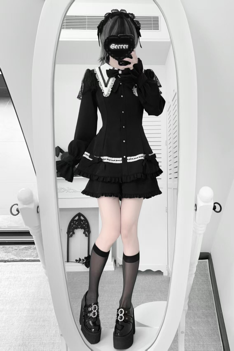 Gothic Ruffled Dark Top + Shorts