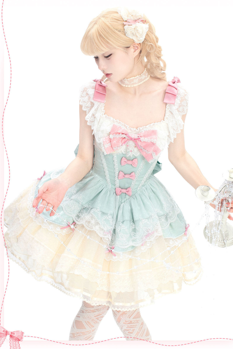 Sweet Mint Pink Lace Lolita Dress
