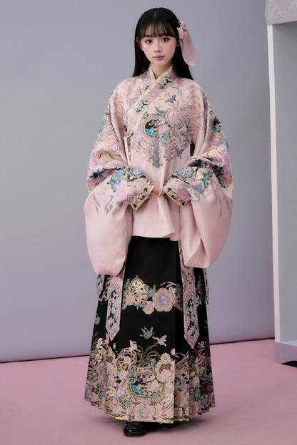 Sweet Chinese-style Jacket + Pleated Skirt + Accessories