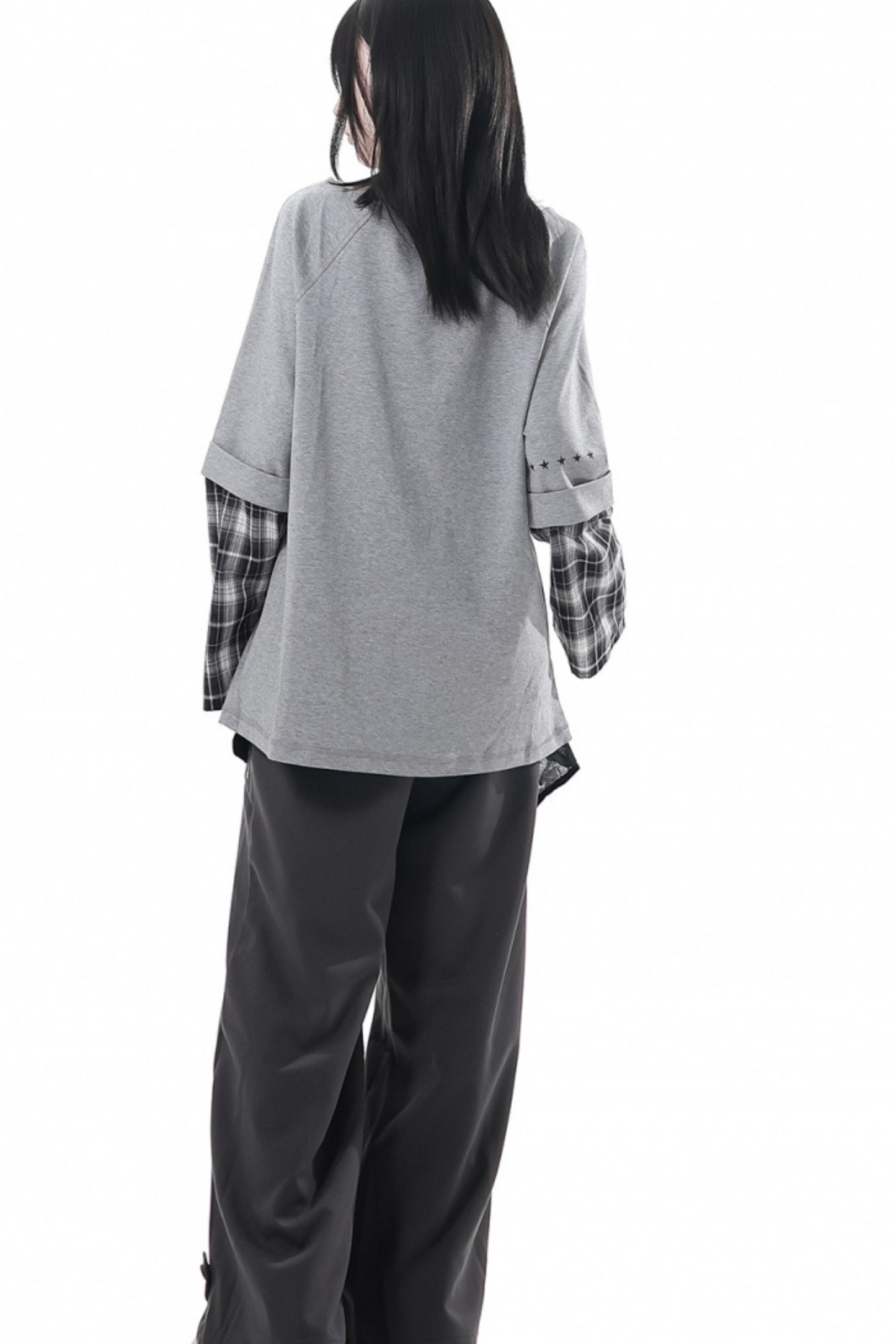 Plaid Design Top + Asymmetrical Top + Pants + Skirt + Belt