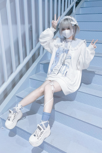 [angel Neighborhood] White Bird Aqua Loose Sweatshirt Dress