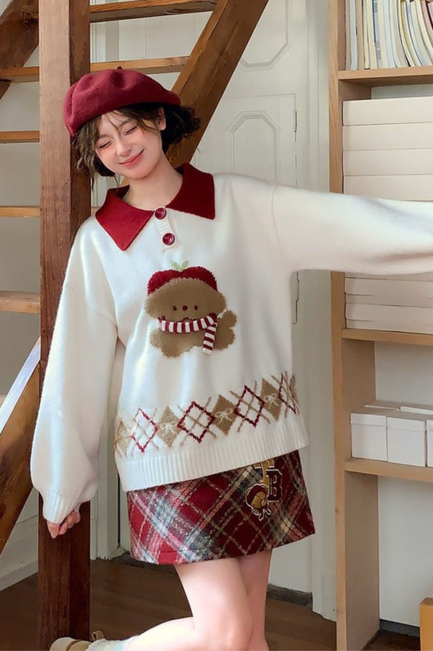 Animal Knit Polo Sweater + Cardigan