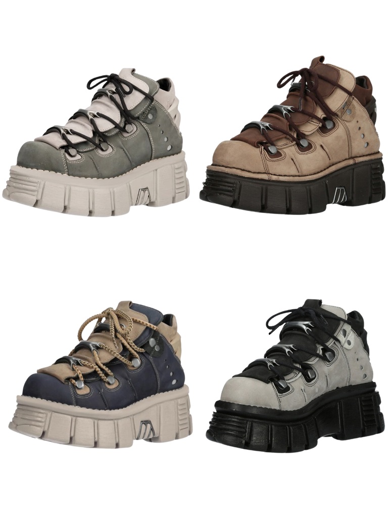 11-colors Punk Rock Retro Leather Metal Power Sole Sneaker