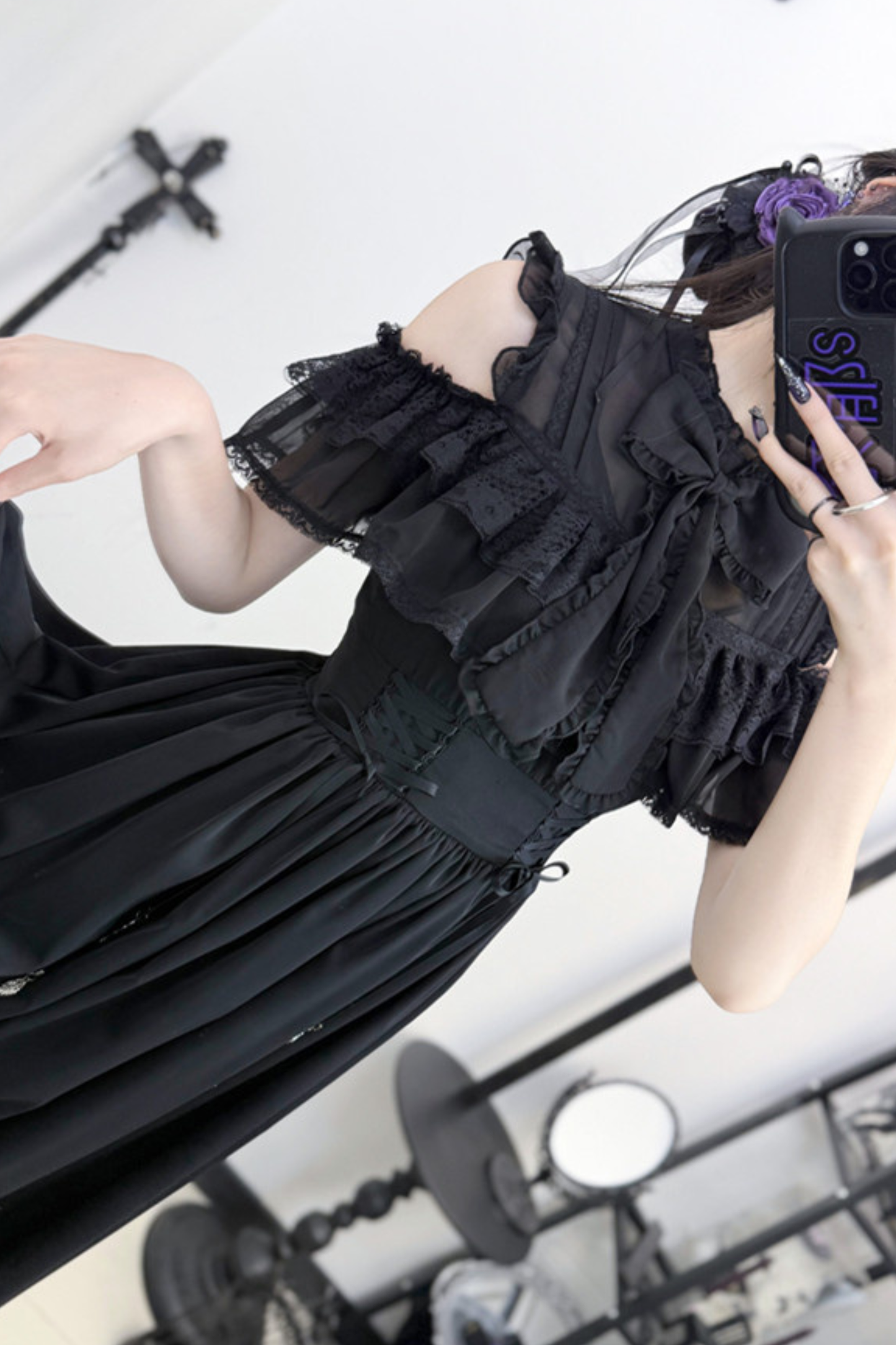 Dark Style Off Shoulder Lace Dress