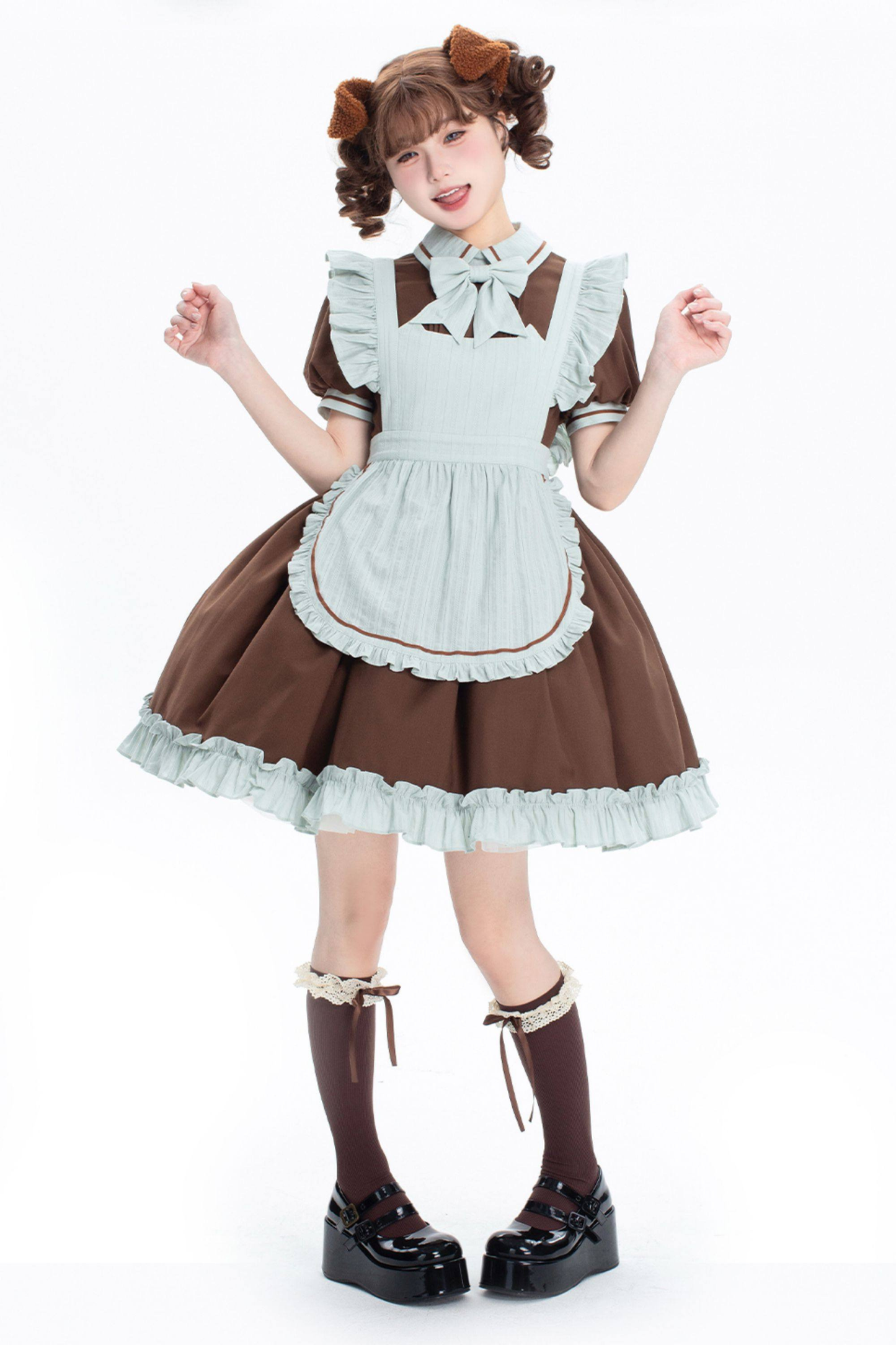 Mint Black Berry Lolita Dress + Apron + Tie