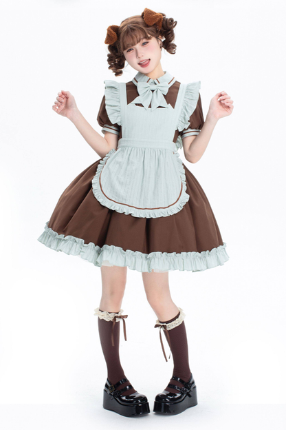Mint Black Berry Lolita Dress + Apron + Tie
