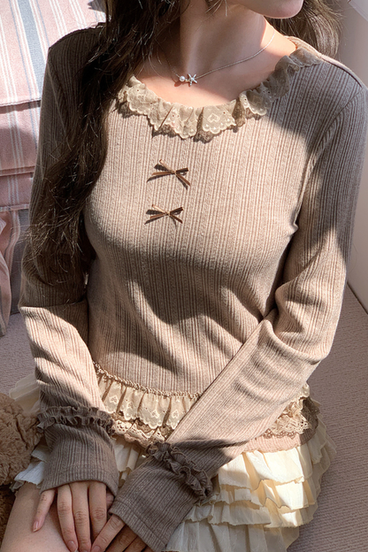 Ribbon Ruffle Slim Top
