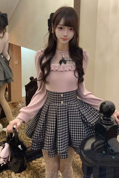 Sweet Graphic Plaid Dress