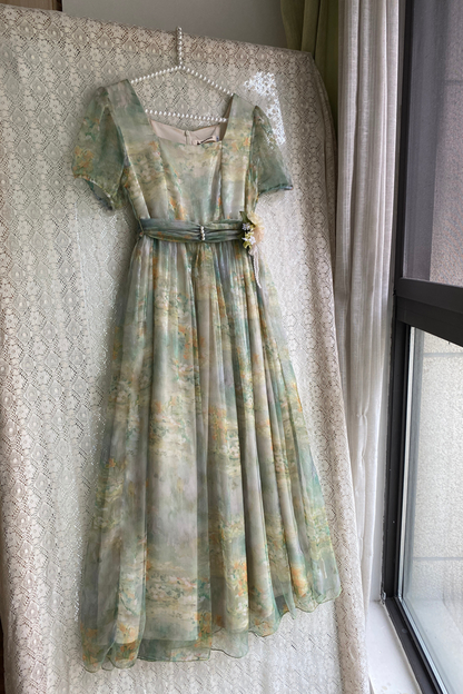 Marble Art High Waist Mark Lolita Dress