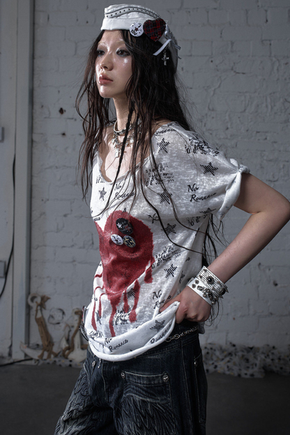Y2k Tight Print Top