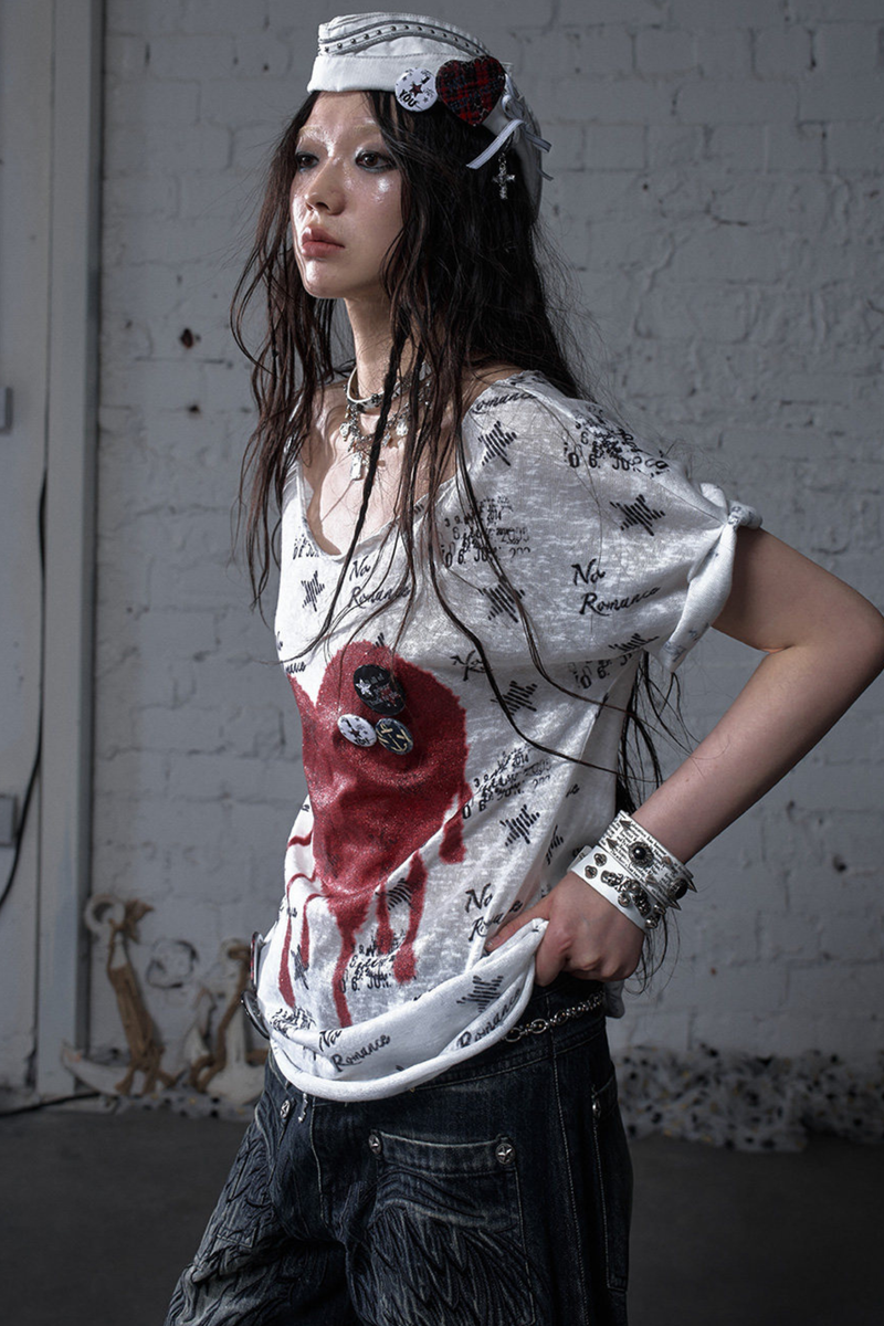Y2k Tight Print Top
