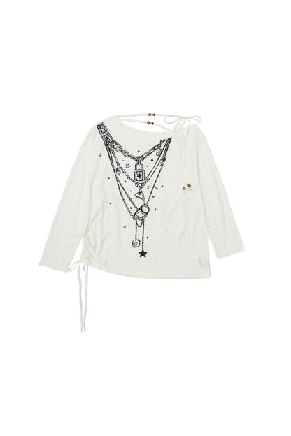 Gothic Land Necklace One Shoulder Top