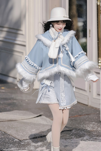 China Snow Lolita Jacket + Top + Skirt + Scarf